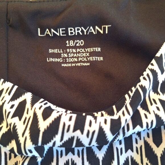 Lane Bryant Blouson Tank Blouse Top Liquid Knit Geo Print Black White 18 / 20 - Picture 3 of 14